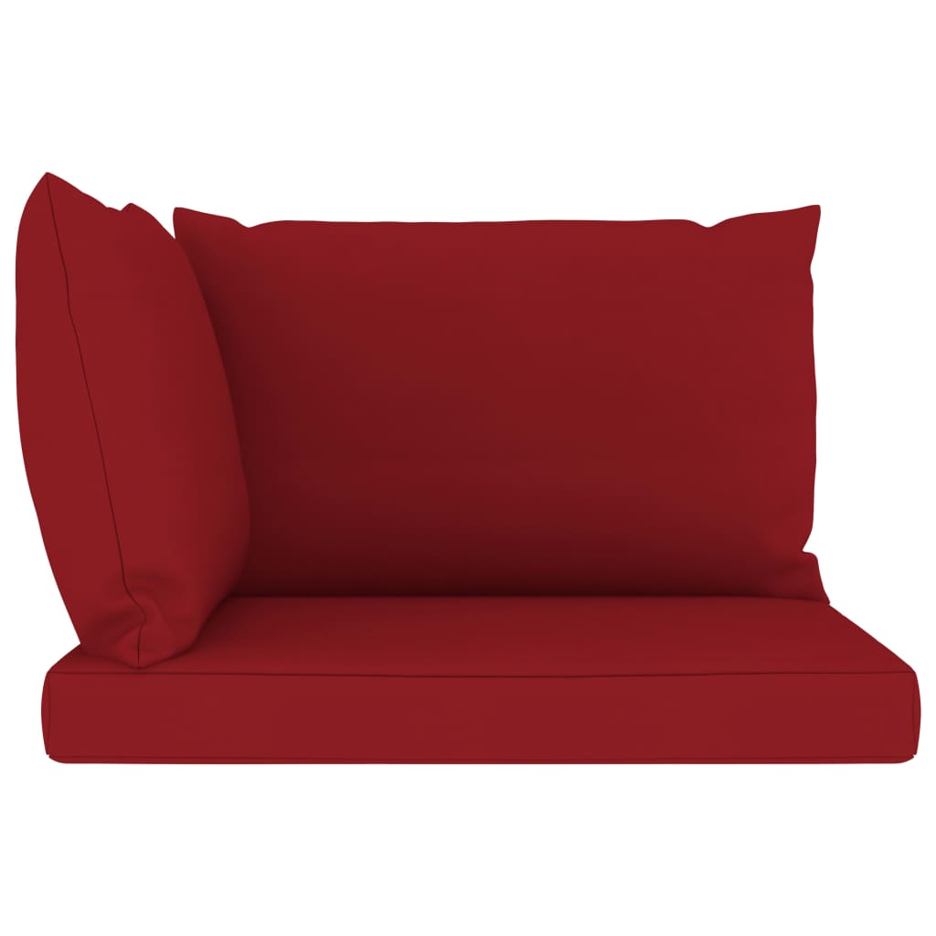 Canapea din paleți de grădină 2 locuri perne roșiu vin lemn pin - Lando