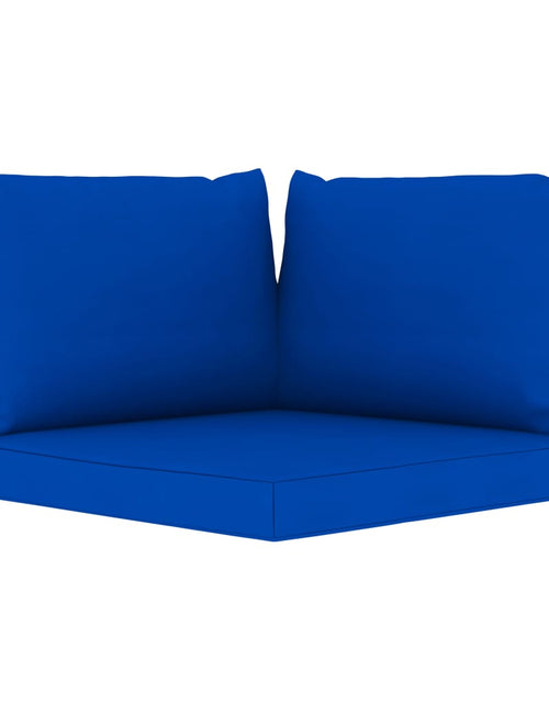Încărcați imaginea în vizualizatorul Galerie, Canapea din paleți de grădină 2 locuri perne albastre, lemn pin - Lando
