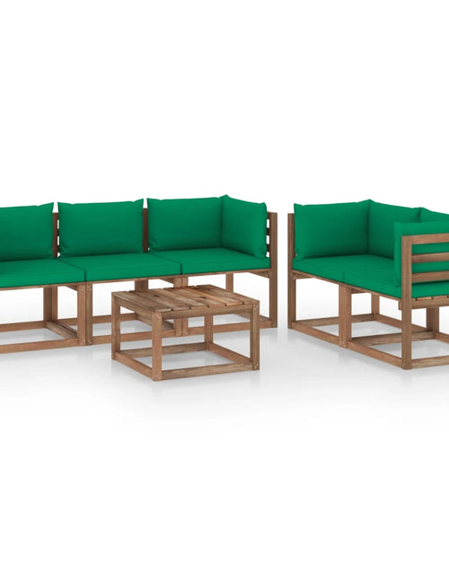 Încărcați imaginea în vizualizatorul Galerie, Set mobilier de grădină cu perne verzi, 6 piese - Lando
