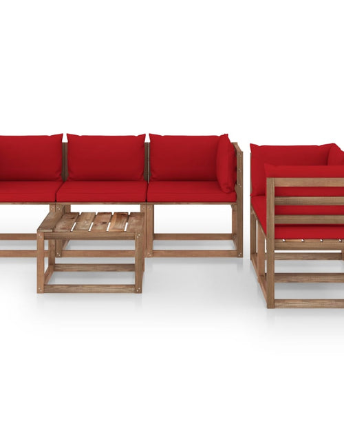 Încărcați imaginea în vizualizatorul Galerie, Set mobilier de grădină cu perne roșii, 6 piese - Lando
