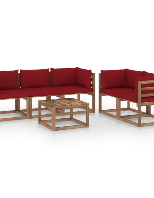 Încărcați imaginea în vizualizatorul Galerie, Set mobilier de relaxare pentru grădină perne roșu vin 6 piese - Lando
