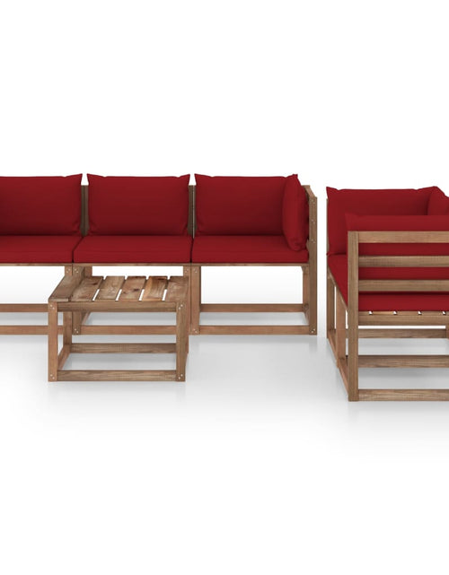 Загрузите изображение в средство просмотра галереи, Set mobilier de relaxare pentru grădină perne roșu vin 6 piese - Lando

