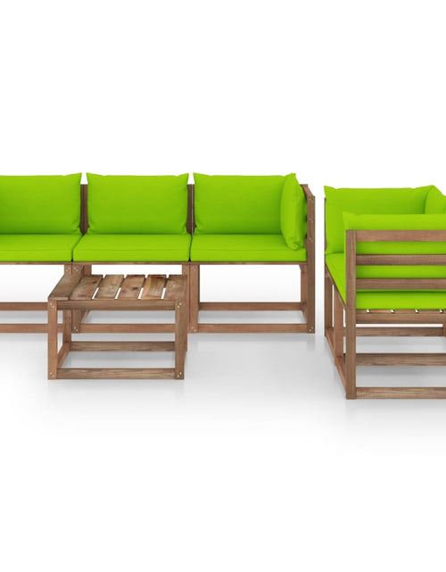 Загрузите изображение в средство просмотра галереи, Set mobilier de grădină cu perne verde aprins, 6 piese - Lando
