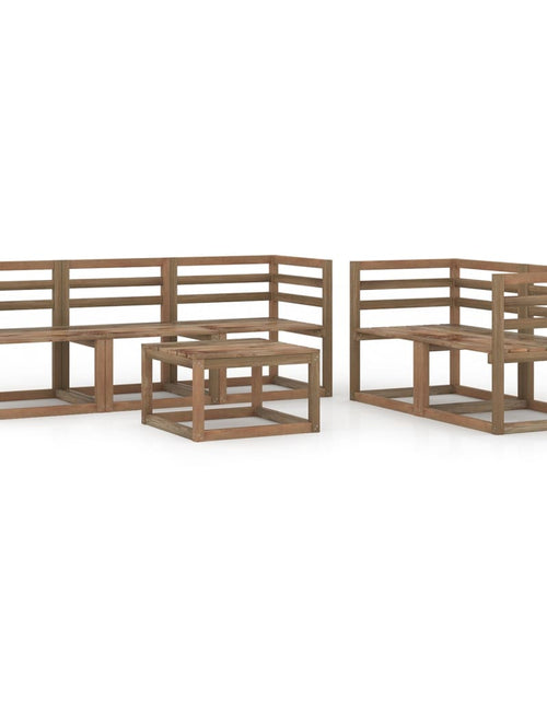 Încărcați imaginea în vizualizatorul Galerie, Set mobilier de grădină, 6 piese, maro, lemn de pin tratat - Lando

