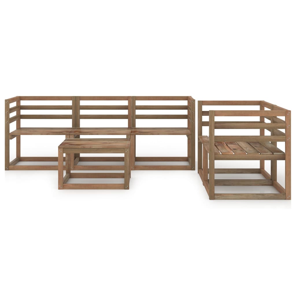 Set mobilier de grădină, 6 piese, maro, lemn de pin tratat - Lando