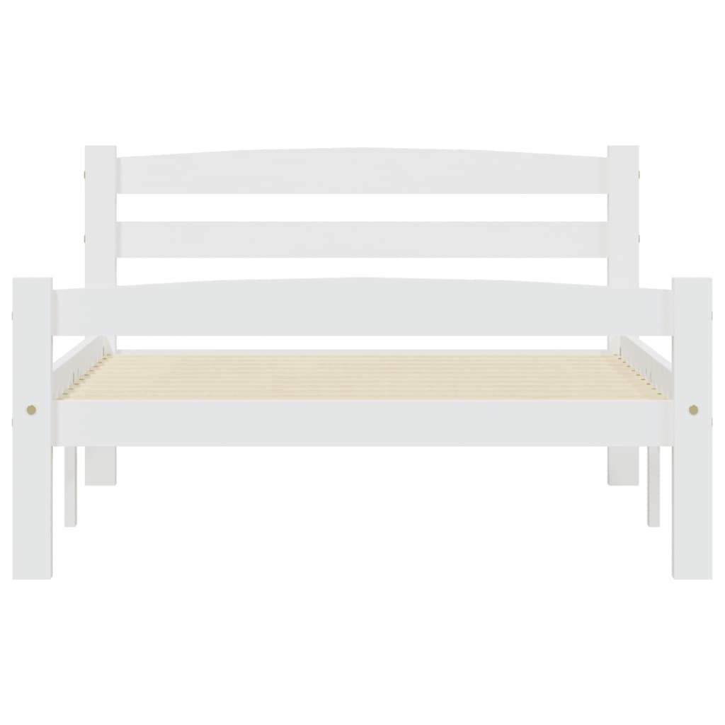 Cadru de pat, alb, 90x200 cm, lemn de pin masiv - Lando