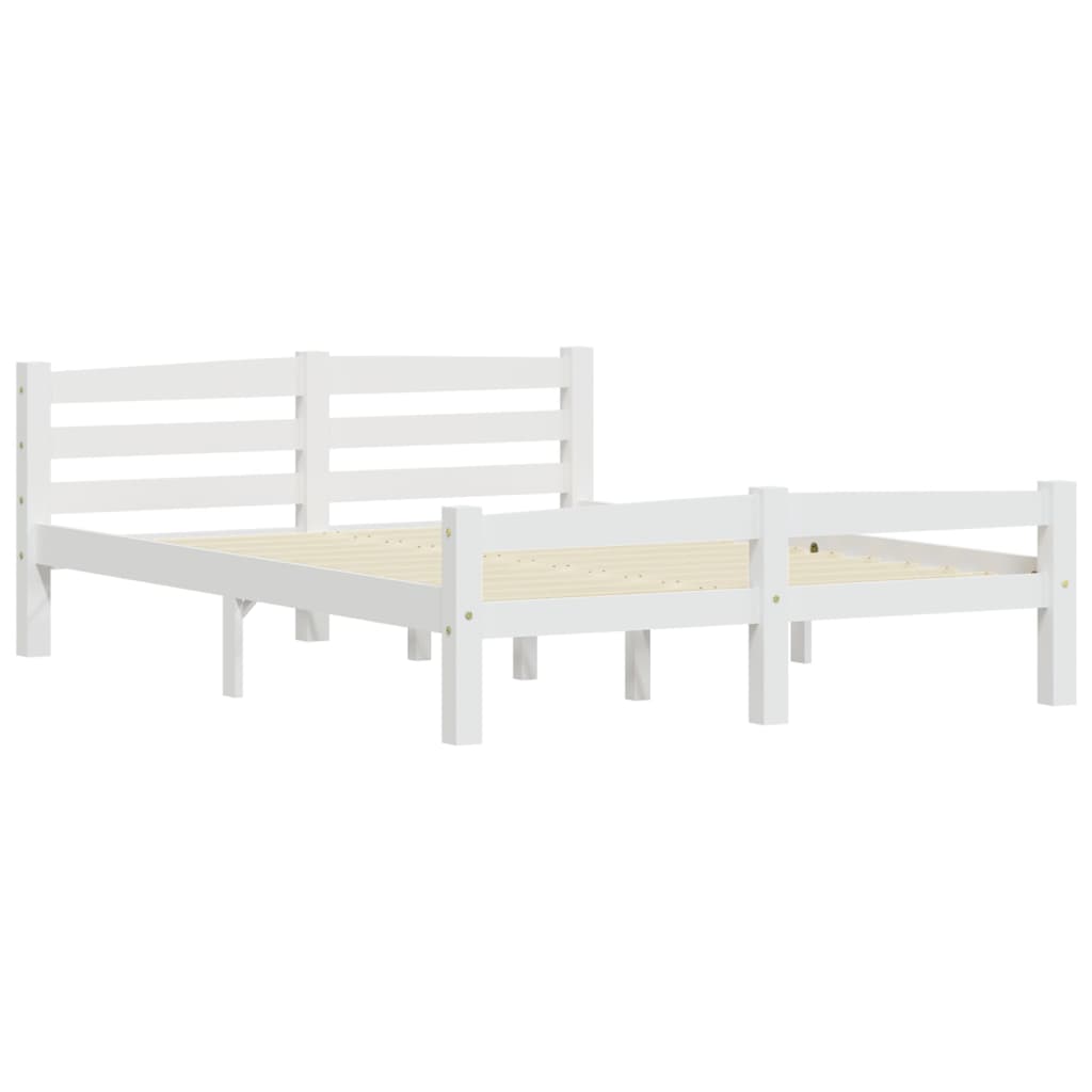 Cadru de pat, alb, 140x200 cm, lemn de pin masiv - Lando