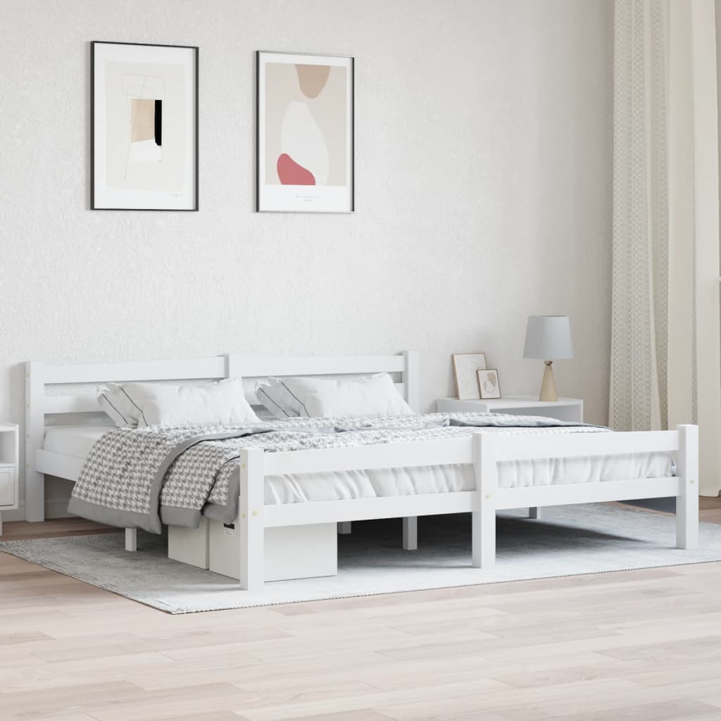 Cadru de pat, alb, 180x200 cm, lemn de pin masiv - Lando