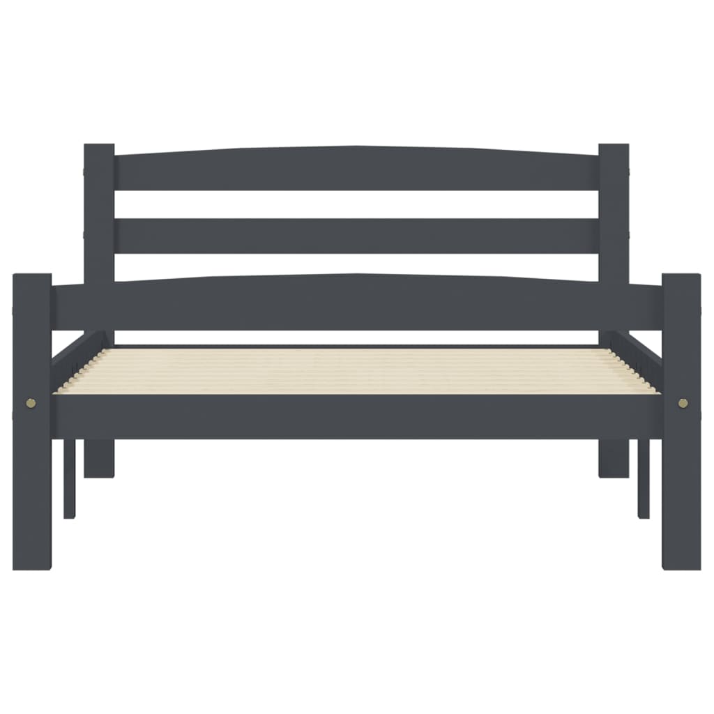 Lando-Cadru de pat, gri închis, 90x200 cm, lemn masiv de pin- mobila