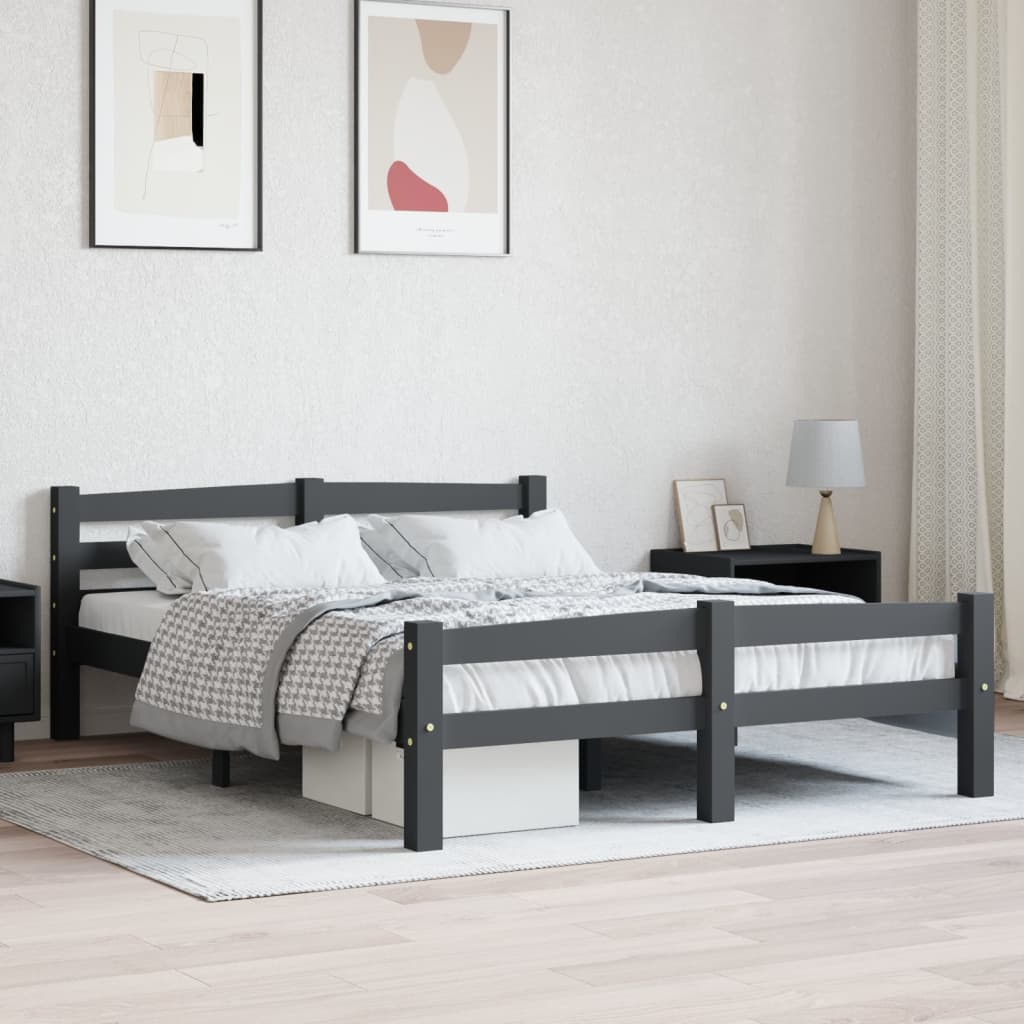 Cadru de pat, gri închis, 120x200 cm, lemn masiv de pin - Lando