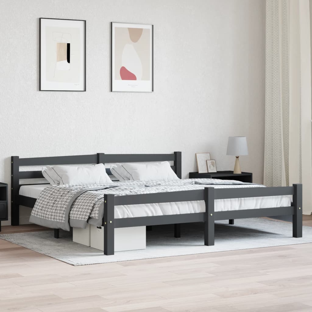 Cadru de pat, gri închis, 180x200 cm, lemn masiv de pin - Lando