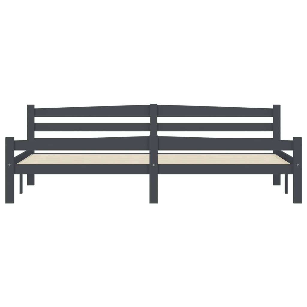 Lando-Cadru de pat, gri închis, 200x200 cm, lemn masiv de pin- mobila