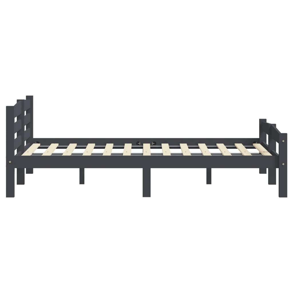 Lando-Cadru de pat, gri închis, 200x200 cm, lemn masiv de pin- mobila