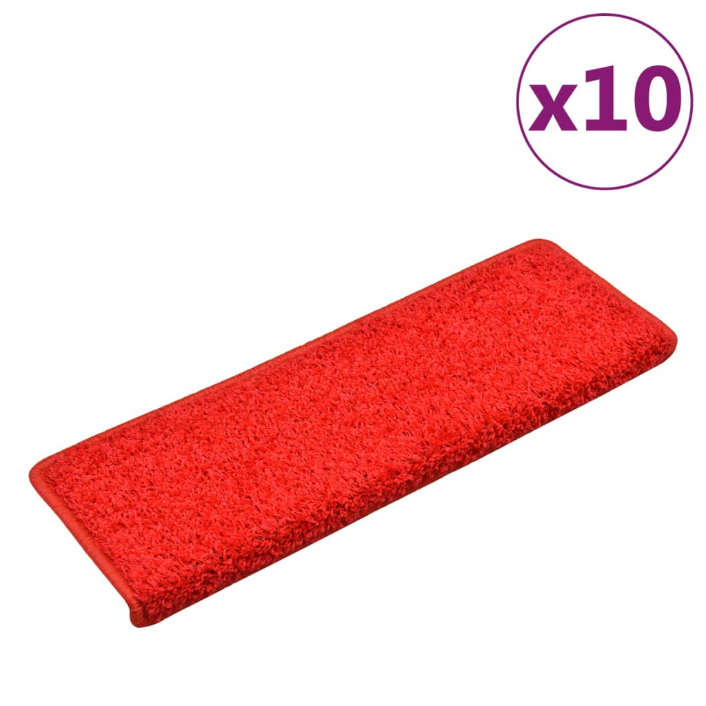 Covorașe de scară, 10 buc.,roșu, 65x21x4 cm - Lando