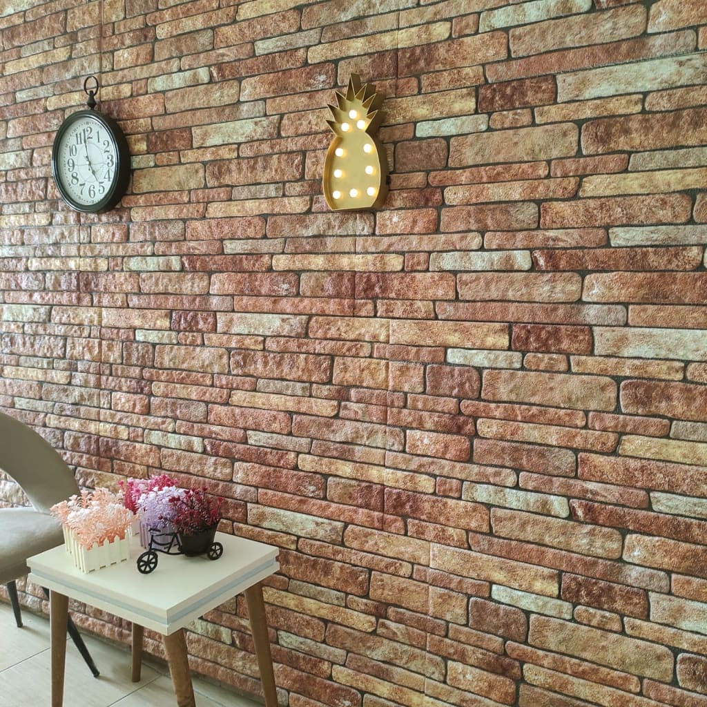 Panouri de perete 3D, model cărămidă, maro, 10 buc., EPS - Lando