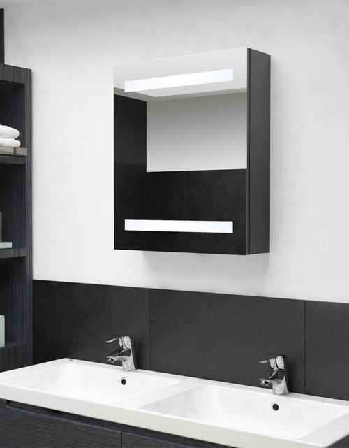 Încărcați imaginea în vizualizatorul Galerie, Dulap de baie cu oglindă și LED-uri, gri, 50x14x60 cm Lando - Lando

