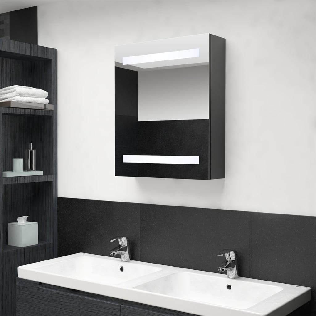 Dulap de baie cu oglindă și LED-uri, gri, 50x14x60 cm Lando - Lando