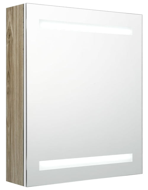 Загрузите изображение в средство просмотра галереи, Dulap de baie cu oglindă și LED, alb și stejar, 50x14x60 cm Lando - Lando
