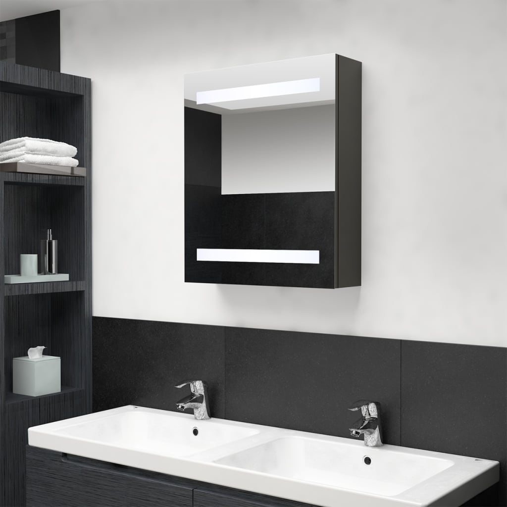 Dulap de baie cu oglindă și LED, antracit, 50x14x60 cm Lando - Lando