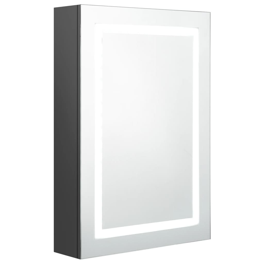 Dulap de baie cu oglindă și LED, gri, 50x13x70 cm - Lando