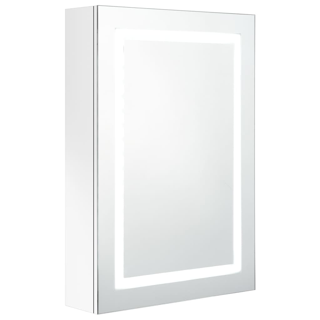 Dulap de baie cu oglindă și LED, alb strălucitor, 50x13x70 cm Lando - Lando