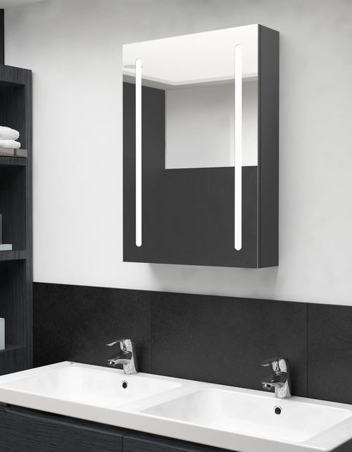 Încărcați imaginea în vizualizatorul Galerie, Dulap de baie cu oglindă și LED, gri, 50x13x70 cm Lando - Lando
