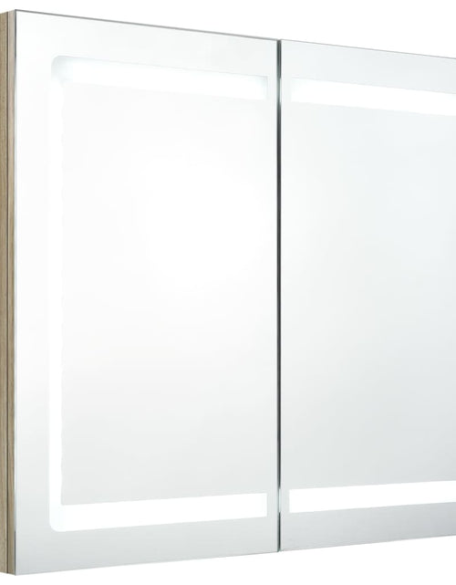 Încărcați imaginea în vizualizatorul Galerie, Dulap de baie cu oglindă și LED, stejar, 80x12x68 cm Lando - Lando
