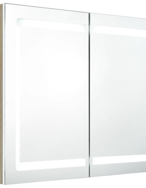Загрузите изображение в средство просмотра галереи, Dulap de baie cu oglindă și LED, alb și stejar, 80x12x68 cm Lando - Lando
