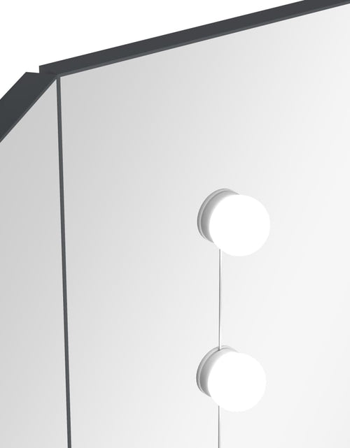 Încărcați imaginea în vizualizatorul Galerie, Masă de toaletă de colț, cu LED, gri, 111x54x141,5 cm - Lando
