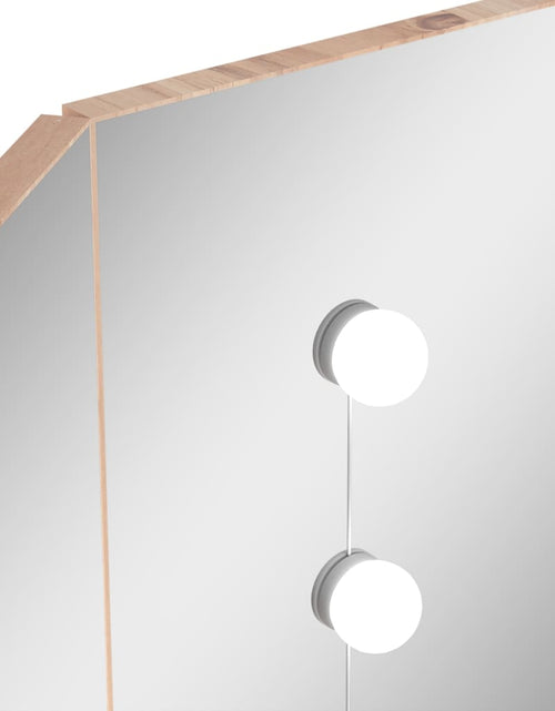 Încărcați imaginea în vizualizatorul Galerie, Masă de toaletă de colț cu LED, stejar, 111x54x141,5 cm - Lando
