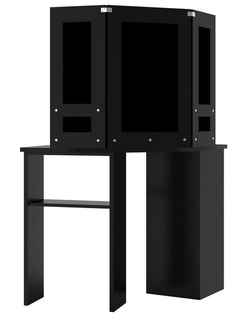 Încărcați imaginea în vizualizatorul Galerie, Masă de toaletă de colț, cu LED, negru, 111x54x141,5 cm - Lando
