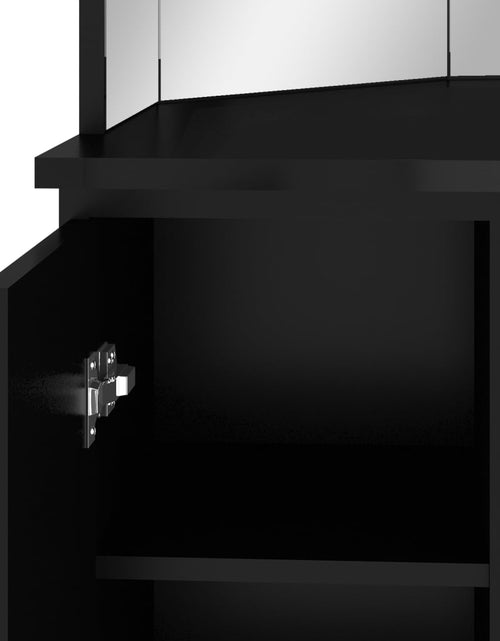 Încărcați imaginea în vizualizatorul Galerie, Masă de toaletă de colț, cu LED, negru, 111x54x141,5 cm - Lando
