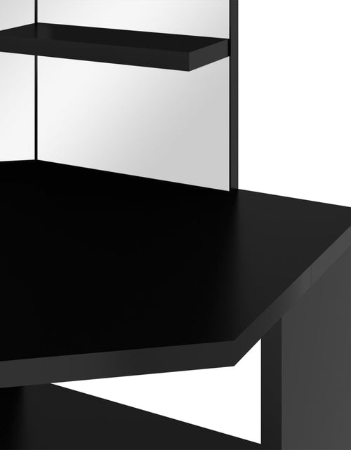 Загрузите изображение в средство просмотра галереи, Masă de toaletă de colț, cu LED, negru, 111x54x141,5 cm - Lando
