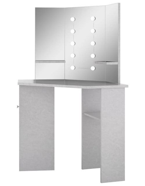 Încărcați imaginea în vizualizatorul Galerie, Masă de toaletă de colț, cu LED, gri beton, 111x54x141,5 cm - Lando

