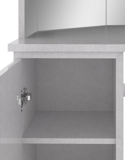 Загрузите изображение в средство просмотра галереи, Masă de toaletă de colț, cu LED, gri beton, 111x54x141,5 cm - Lando
