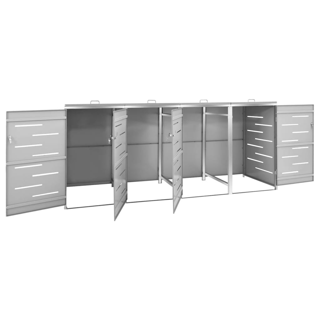 Magazie pentru patru pubele 276,5x77,5x112,5 cm oțel inoxidabil - Lando