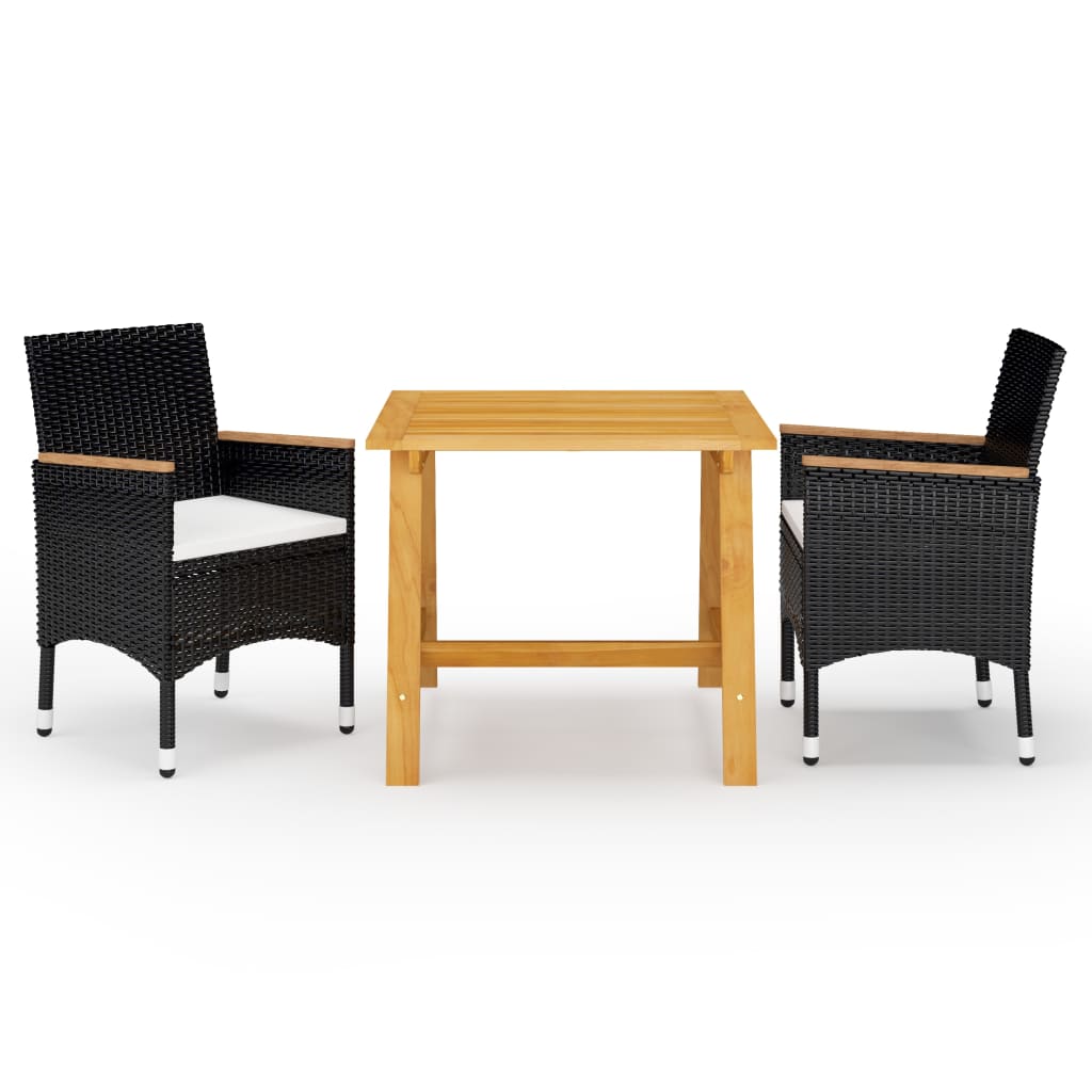 Set mobilier de grădină, 3 piese, negru - Lando