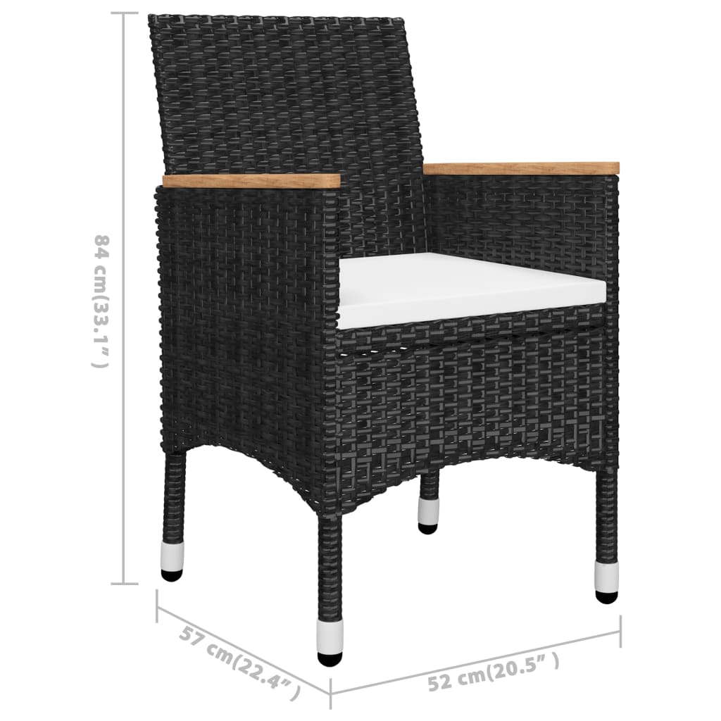 Set mobilier de grădină, 3 piese, negru - Lando