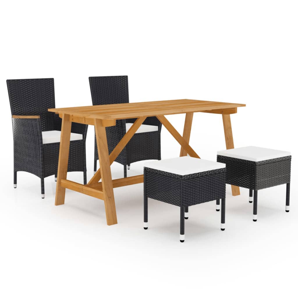 Set mobilier de grădină, 5 piese, negru - Lando