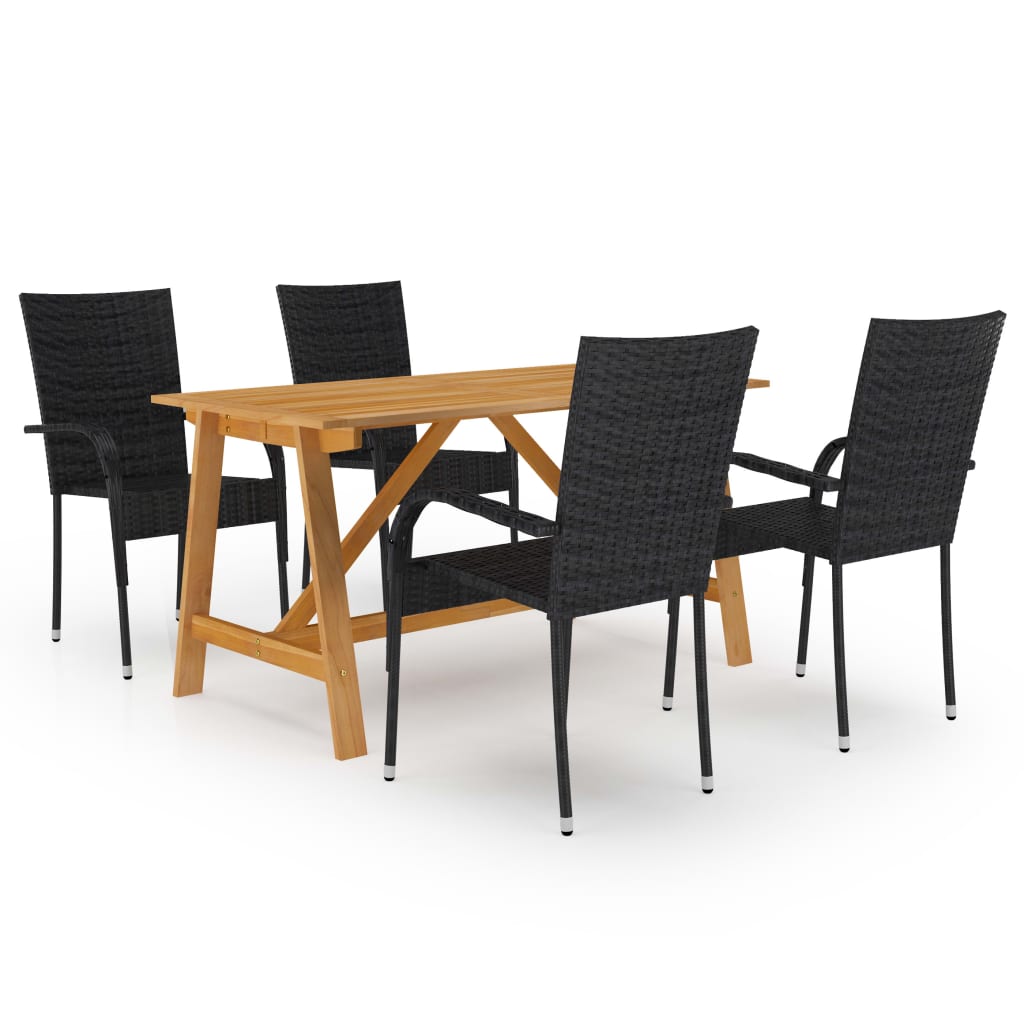 Set mobilier de grădină, 5 piese, negru - Lando