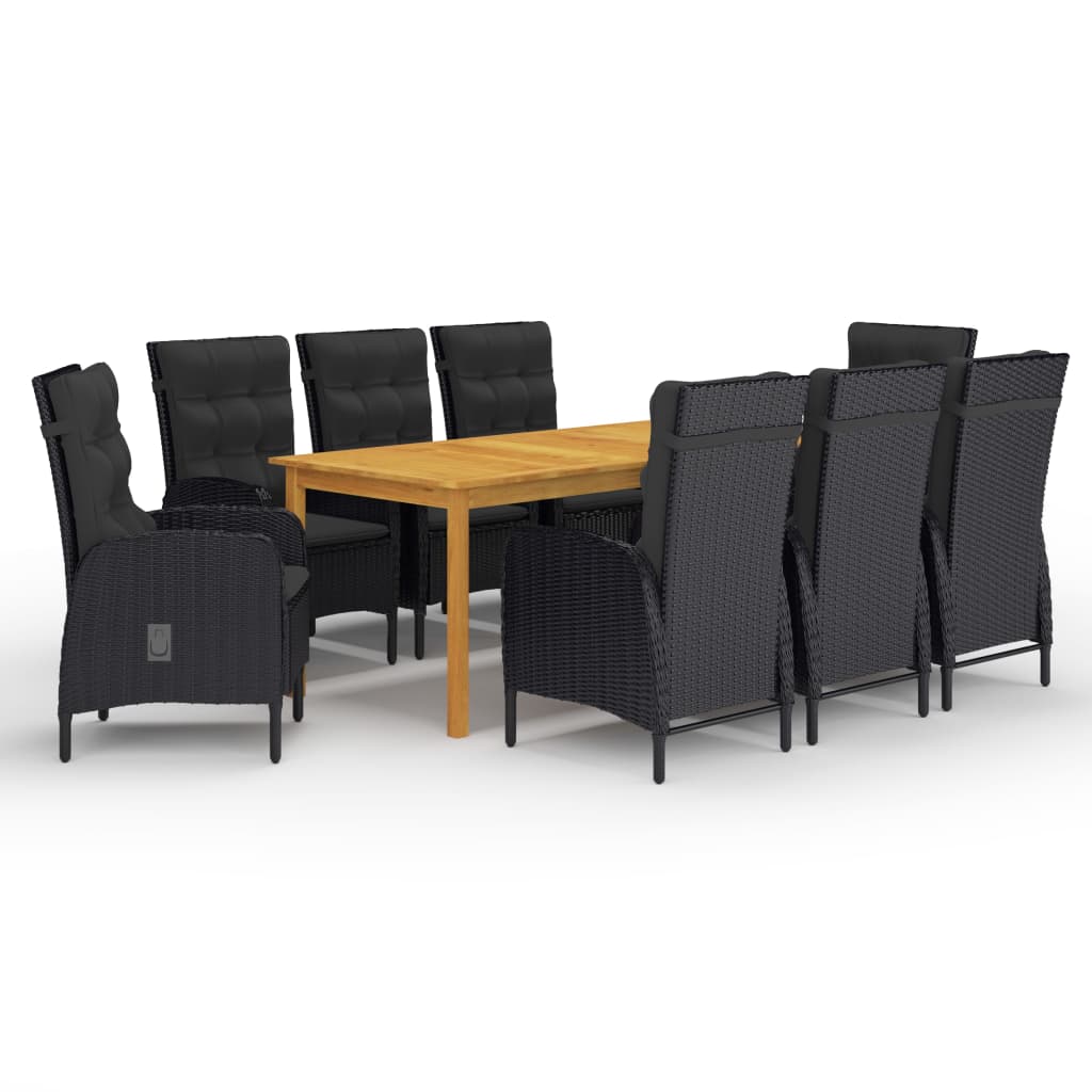 Set mobilier de grădină, 9 piese, negru - Lando