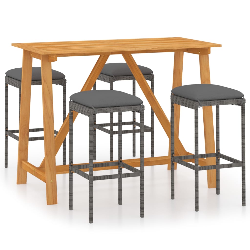 Set mobilier de bar de grădină cu perne , 5 piese , gri - Lando