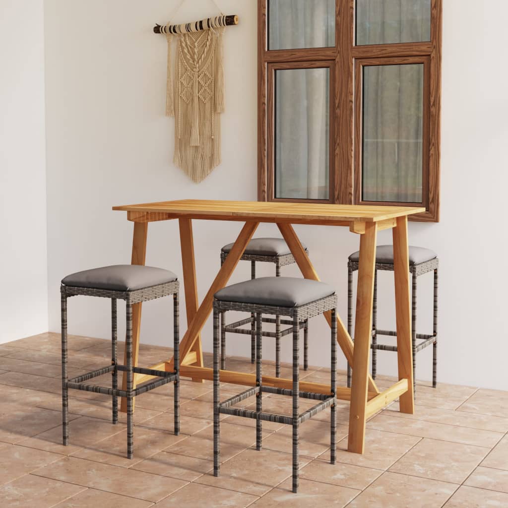 Set mobilier de bar de grădină cu perne , 5 piese , gri - Lando