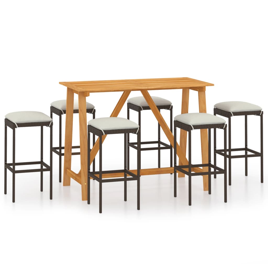 Set mobilier de bar de gradină cu perne , 7 piese , maro - Lando