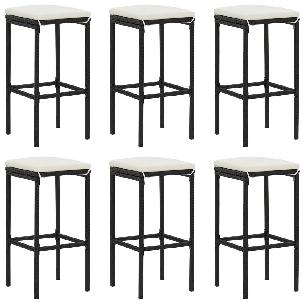 Set mobilier bar de grădină cu perne, 7 piese, negru - Lando