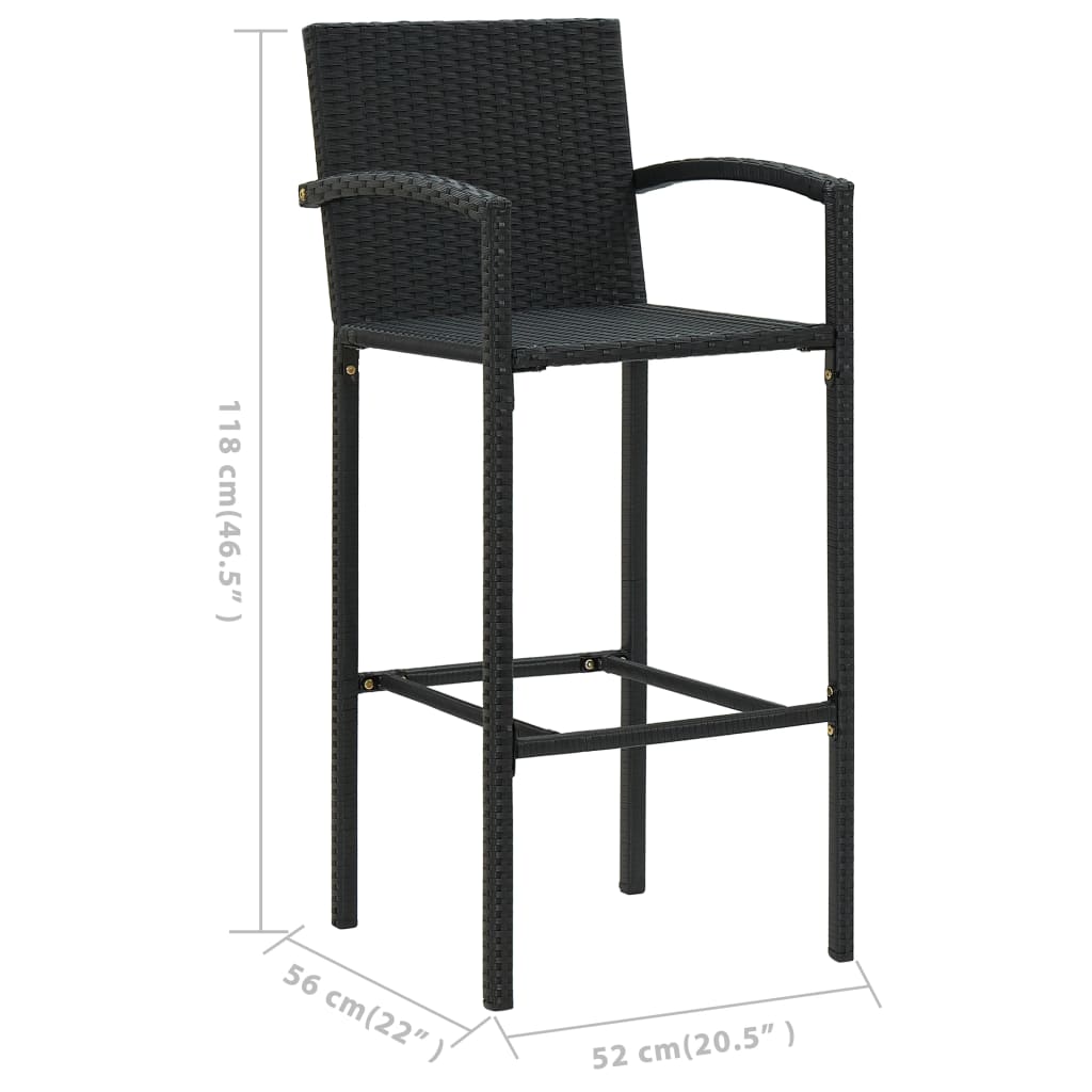 Set mobilier bar de gradină, 5 piese, negru - Lando