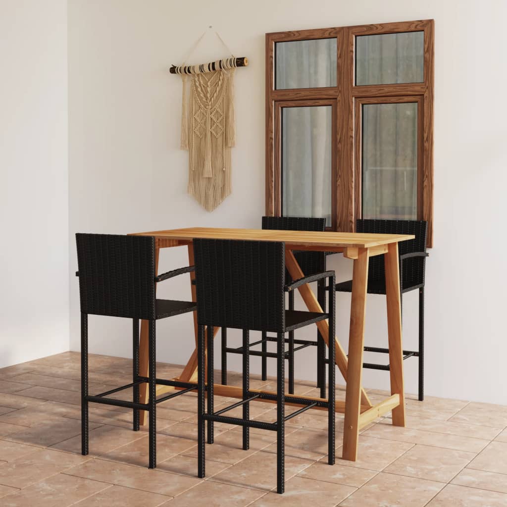 Set mobilier bar de gradină, 5 piese, negru - Lando