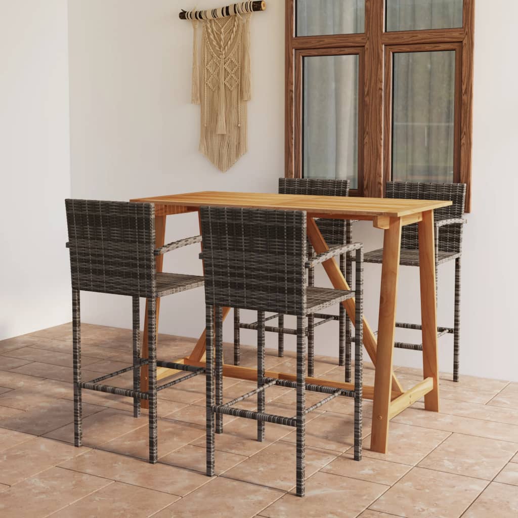 Set mobilier bar de grădină, 5 piese, gri - Lando