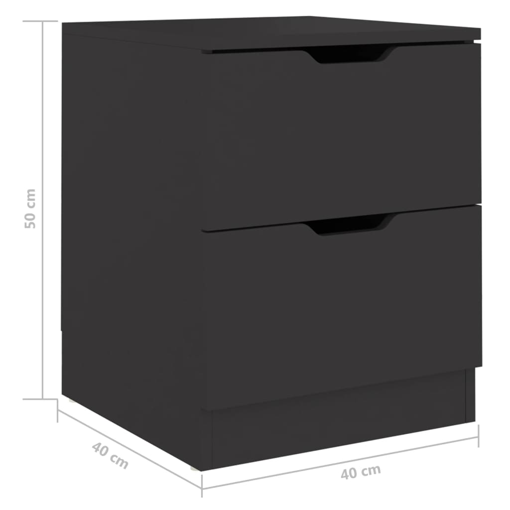 Dulap noptieră, negru, 40x40x50 cm, lemn prelucrat - Lando