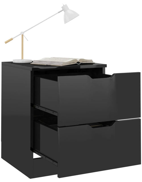 Încărcați imaginea în vizualizatorul Galerie, Noptiere, 2 buc, negru extralucios, 40x40x50 cm, lemn prelucrat - Lando
